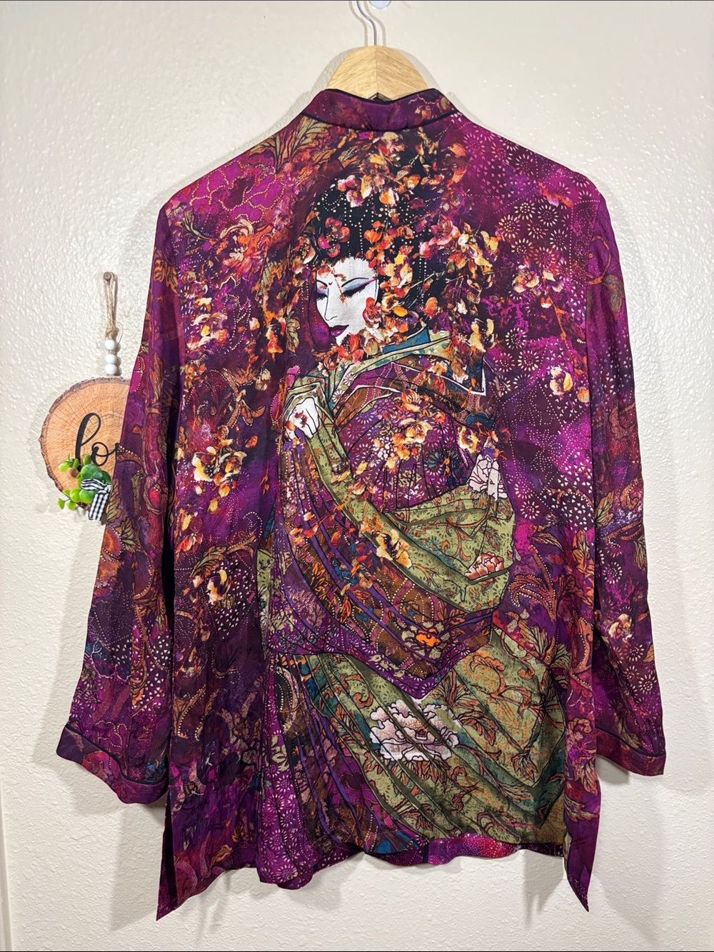 Vintage 90s Chicos Geisha Print 100% Silk Blouse Size 3 16/XL